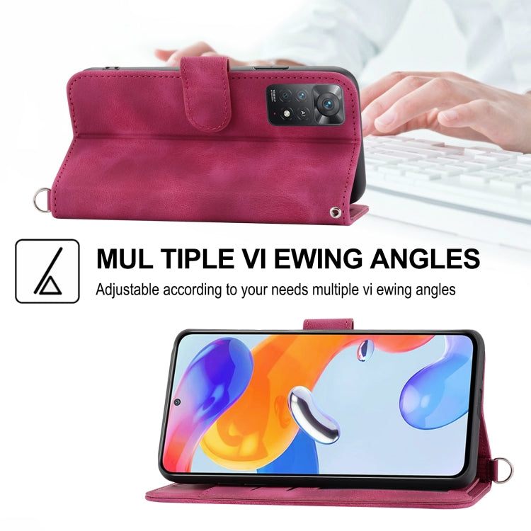 For Xiaomi Redmi Note 11 Pro Skin-feel Flowers Embossed Wallet Leather Phone Case(Wine Red) - free shipping - PMC TechLife - Order now!