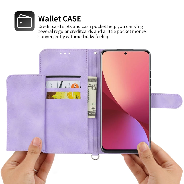 For Xiaomi 12 / 12X Skin-feel Flowers Embossed Wallet Leather Phone Case(Purple) - free shipping - PMC TechLife - Order now!
