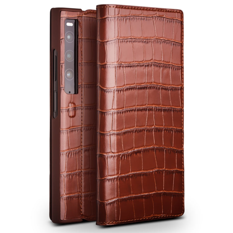For Huawei Mate XS 2 QIALINO Crocodile Pattern Genuine Leather Phone Case(Brown) - free shipping - PMC TechLife - Order now!