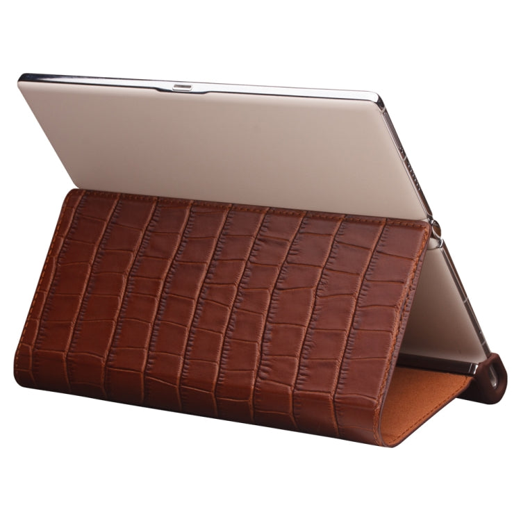 For Huawei Mate XS 2 QIALINO Crocodile Pattern Genuine Leather Phone Case(Brown) - free shipping - PMC TechLife - Order now!