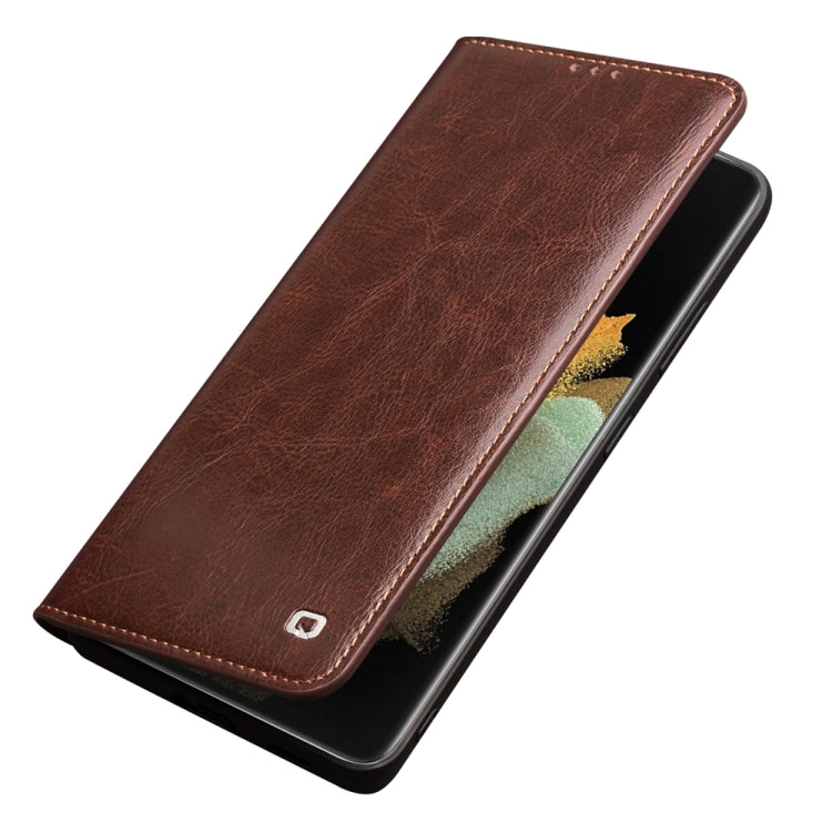 For Samsung Galaxy S21 Ultra 5G QIALINO Genuine Leather Phone Case(Brown) - Galaxy S21 Ultra 5G Cases by QIALINO | Online Shopping South Africa | PMC TechLife | Buy Now Pay Later Mobicred