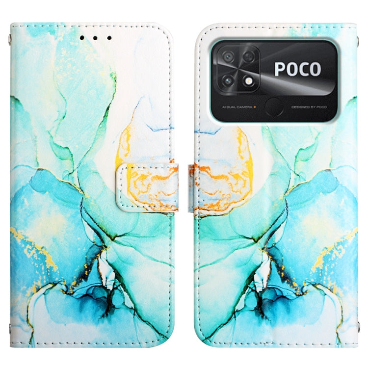 For Xiaomi Poco C40 Global PT003 Marble Pattern Flip Leather Phone Case(Green LS003) - free shipping - PMC TechLife - Order now!
