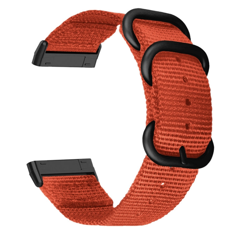 For Fitbit Versa 4 / Sense 2 Universal Three-ring Steel Buckle Nylon Watch Band(Orange) - Watch Bands by PMC TechLife | Online Shopping South Africa | PMC TechLife | Buy Now Pay Later Mobicred