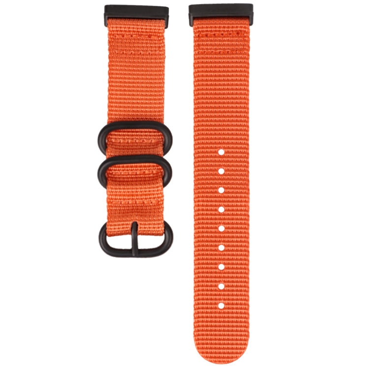 For Fitbit Versa 4 / Sense 2 Universal Three-ring Steel Buckle Nylon Watch Band(Orange) - Watch Bands by PMC TechLife | Online Shopping South Africa | PMC TechLife | Buy Now Pay Later Mobicred