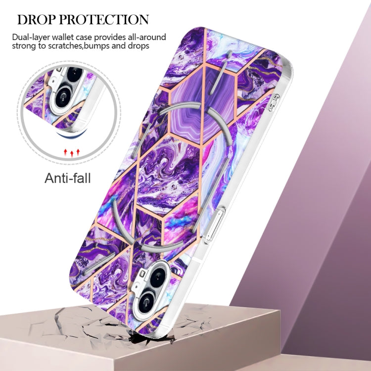 For Nothing Phone 1 Electroplating Splicing Marble TPU Phone Case(Dark Purple) - free shipping - PMC TechLife - Order now!
