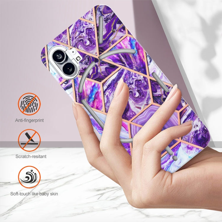 For Nothing Phone 1 Electroplating Splicing Marble TPU Phone Case(Dark Purple) - free shipping - PMC TechLife - Order now!