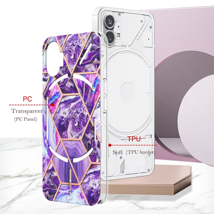 For Nothing Phone 1 Electroplating Splicing Marble TPU Phone Case(Dark Purple) - free shipping - PMC TechLife - Order now!