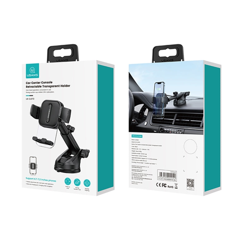USAMS US-ZJ072 Car Center Console Retractable Transparent Holder(Black) - Universal Car Holders by USAMS | Online Shopping South Africa | PMC TechLife | Buy Now Pay Later Mobicred
