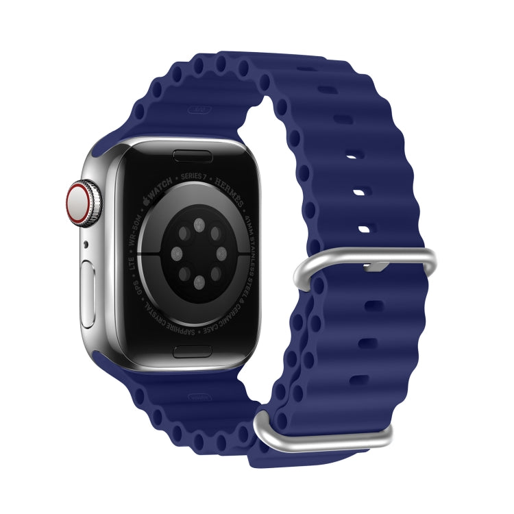 DUX DUCIS Sea Wave Silicone Watch Band For Apple Watch Series 8&7 45mm / SE 2&6&SE&5&4 44mm / 3&2&1 42mm(Blue) - Watch Bands by DUX DUCIS | Online Shopping South Africa | PMC TechLife | Buy Now Pay Later Mobicred