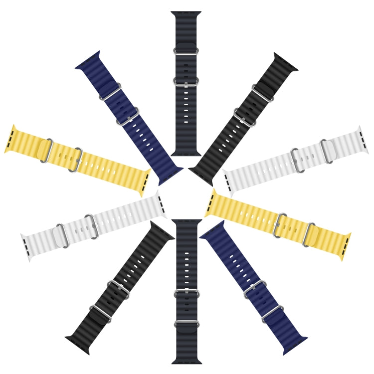 DUX DUCIS Sea Wave Silicone Watch Band For Apple Watch Series 8&7 45mm / SE 2&6&SE&5&4 44mm / 3&2&1 42mm(Yellow) - Watch Bands by DUX DUCIS | Online Shopping South Africa | PMC TechLife | Buy Now Pay Later Mobicred