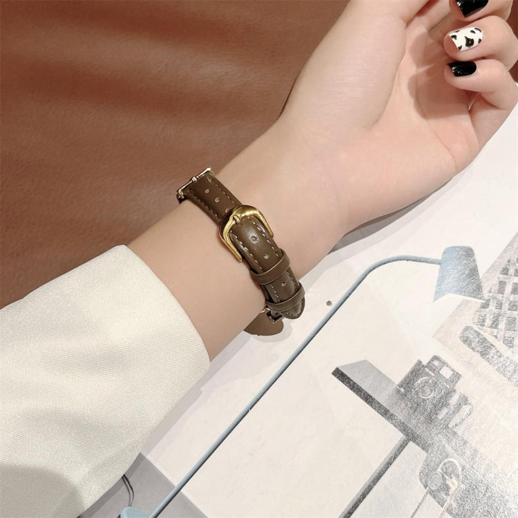 For Xiaomi Mi Band 5 / 6 D-shaped Steel + Genuine Leather Watch Band(Silver Green) - free shipping - PMC TechLife - Order now!