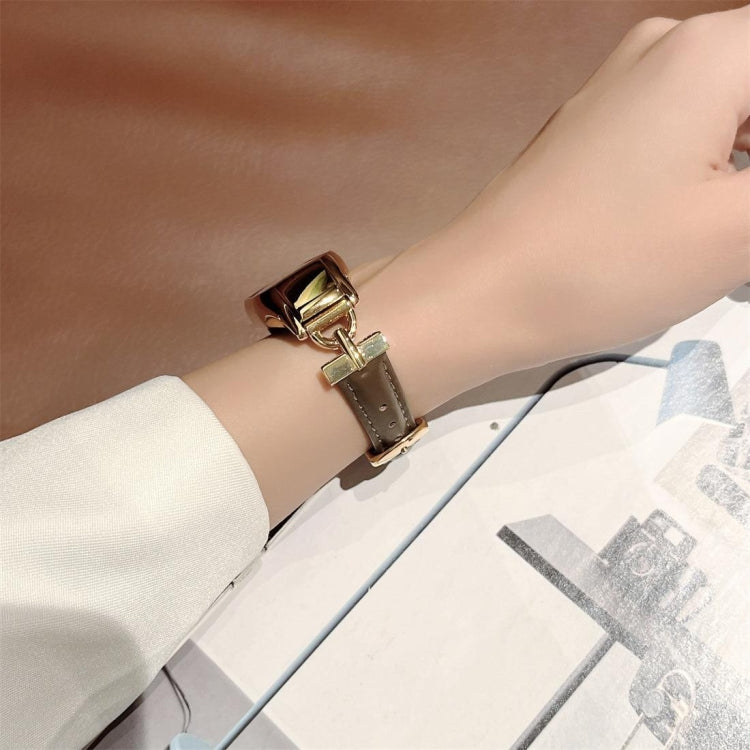For Xiaomi Mi Band 5 / 6 D-shaped Steel + Genuine Leather Watch Band(Silver Green) - free shipping - PMC TechLife - Order now!