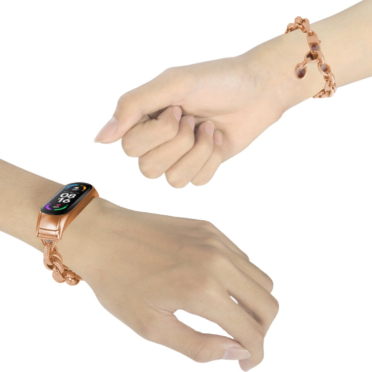 For Xiaomi Mi Band 5 / 6 Corrugated Twist Chain Metal Watch Band(Rose Gold) - free shipping - PMC TechLife - Order now!