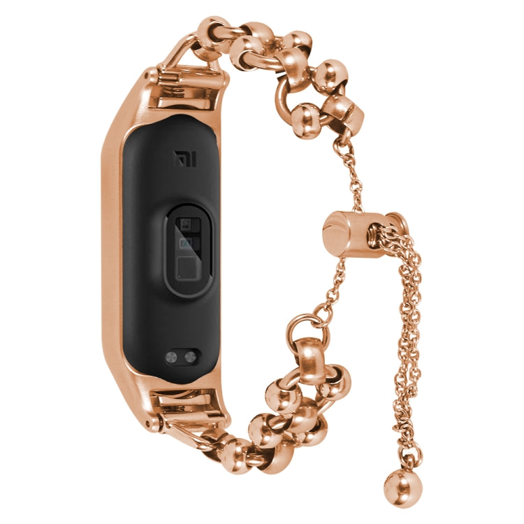 For Xiaomi Mi Band 3 / 4 Bead Steel Chain Metal Watch Band(Rose Gold) - free shipping - PMC TechLife - Order now!