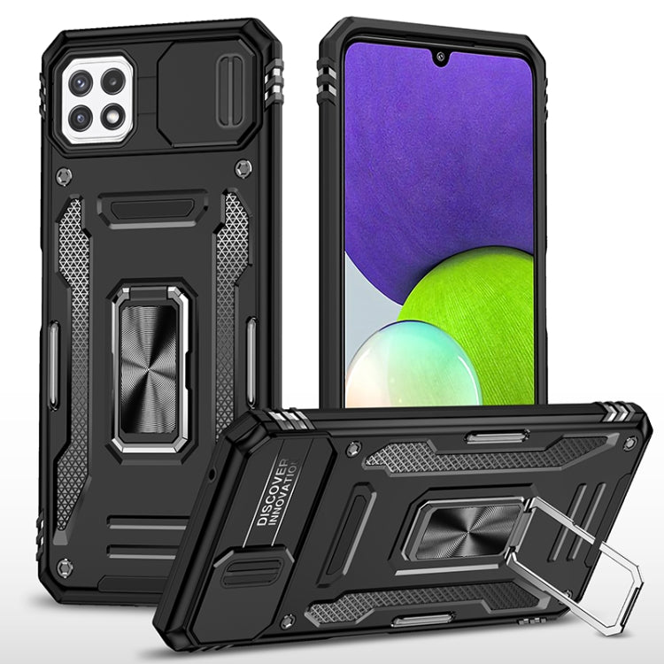 For Samsung Galaxy A22 5G Armor PC + TPU Camera Shield Phone Case(Black) - free shipping - PMC TechLife - Order now!