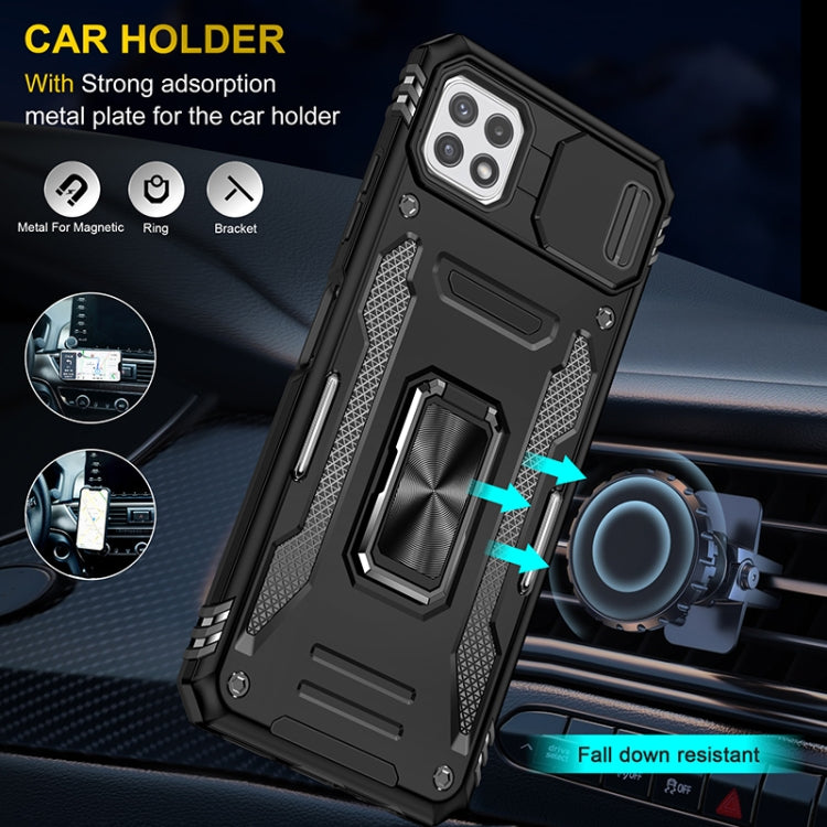 For Samsung Galaxy A22 5G Armor PC + TPU Camera Shield Phone Case(Black) - free shipping - PMC TechLife - Order now!