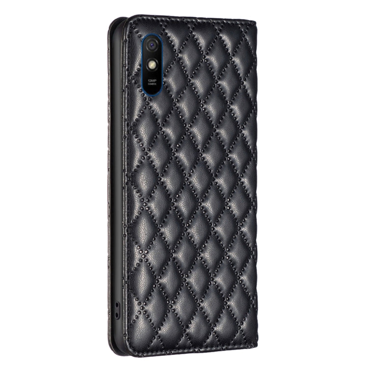 For Xiaomi Redmi 9A Diamond Lattice Magnetic Leather Flip Phone Case(Black) - free shipping - PMC TechLife - Order now!