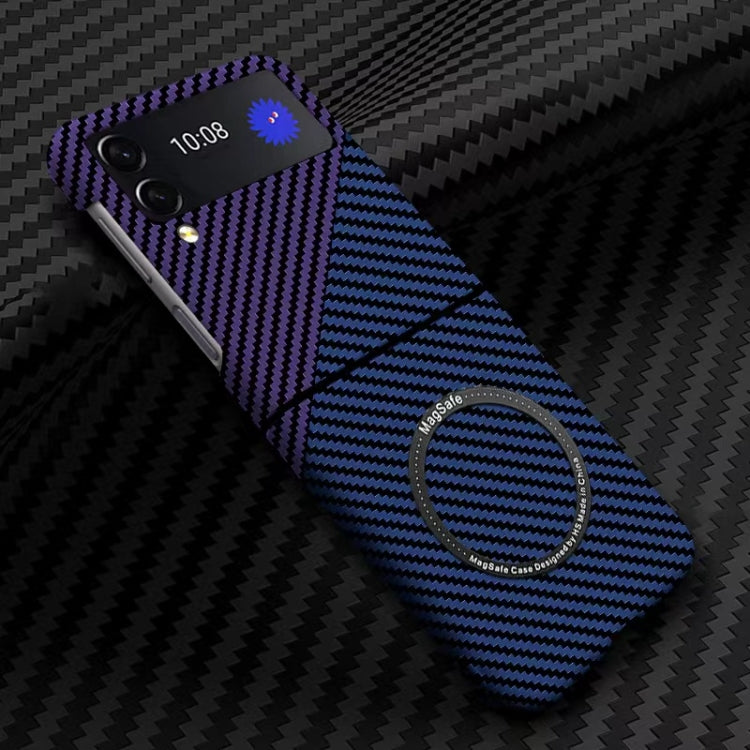For Samsung Galaxy Z Flip3 5G Carbon Fiber Texture MagSafe Magnetic Phone Case(Blue Purple) - Galaxy Phone Cases by PMC TechLife | Online Shopping South Africa | PMC TechLife