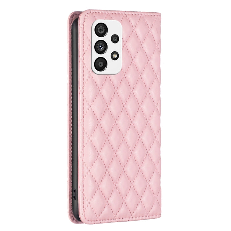 For Samsung Galaxy A73 5G Diamond Lattice Magnetic Leather Flip Phone Case(Pink) - free shipping - PMC TechLife - Order now!