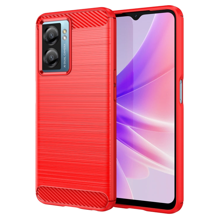 For OPPO A77s Brushed Texture Carbon Fiber TPU Phone Case(Red) - OPPO Cases by PMC TechLife | Online Shopping South Africa | PMC TechLife | Buy Now Pay Later Mobicred