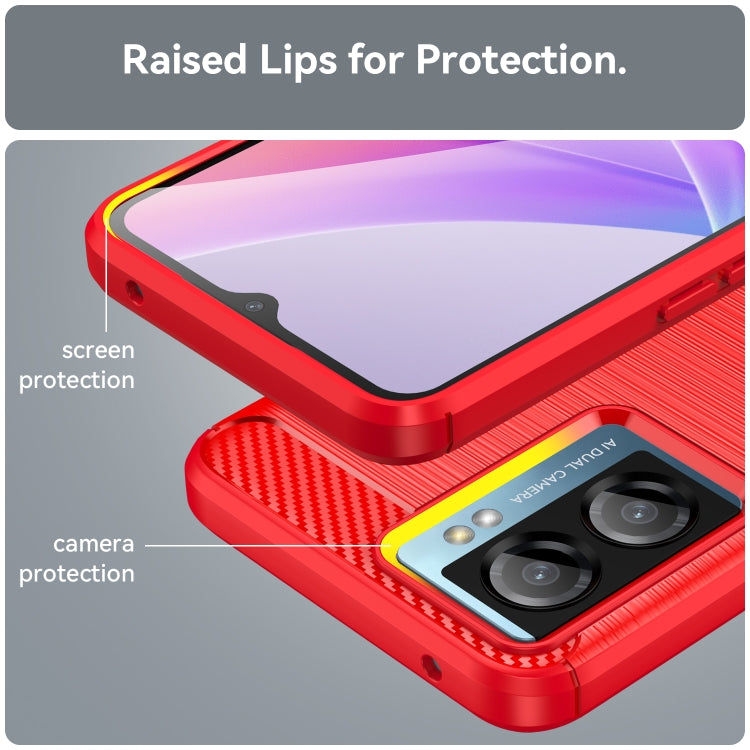 For OPPO A77s Brushed Texture Carbon Fiber TPU Phone Case(Red) - OPPO Cases by PMC TechLife | Online Shopping South Africa | PMC TechLife | Buy Now Pay Later Mobicred