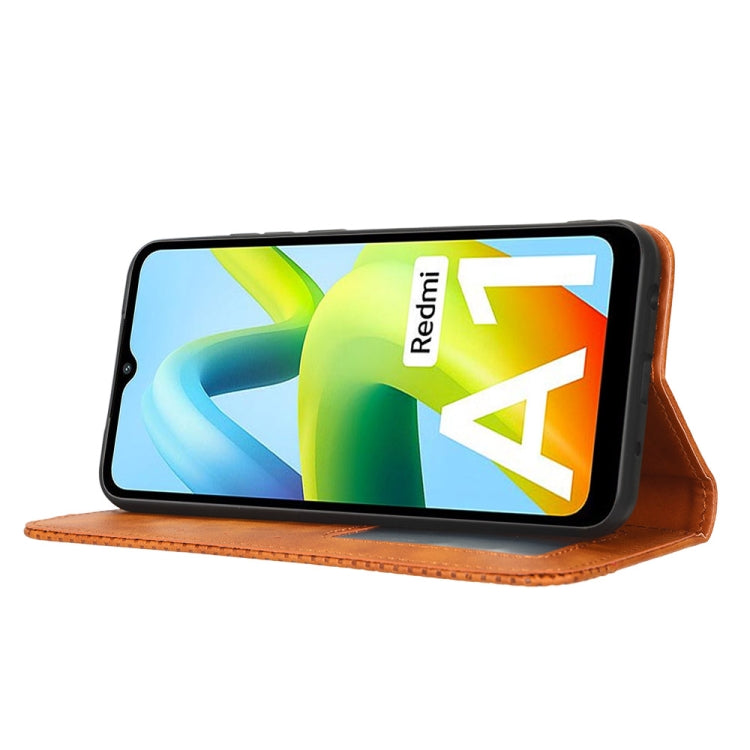 For Xiaomi Redmi A1 Magnetic Buckle Retro Texture Leather Phone Case(Brown) - free shipping - PMC TechLife - Order now!