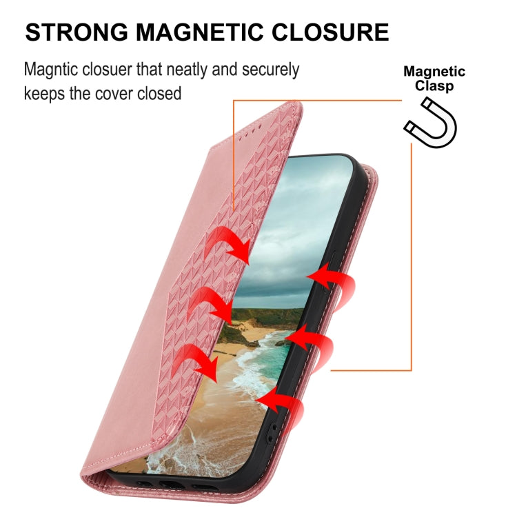 For Xiaomi 12/12X/12S Cubic Grid Calf Texture Magnetic Closure Leather Phone Case(Rose Gold) - free shipping - PMC TechLife - Order now!