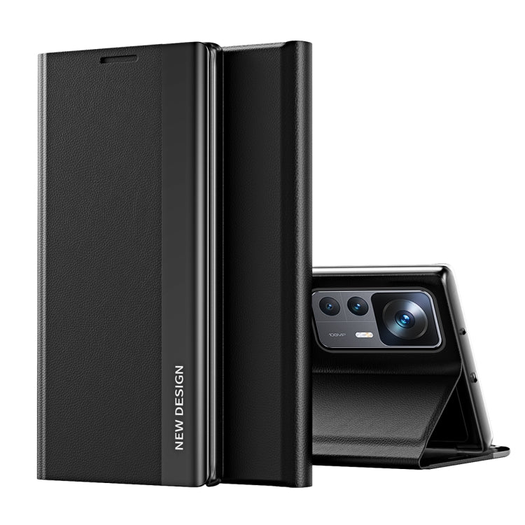 For Xiaomi 12T / 12T Pro / Redmi K50 Ultra Side Electroplated Magnetic Leather Phone Case(Black) - free shipping - PMC TechLife - Order now!