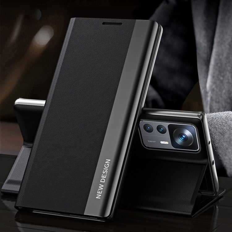 For Xiaomi 12T / 12T Pro / Redmi K50 Ultra Side Electroplated Magnetic Leather Phone Case(Black) - free shipping - PMC TechLife - Order now!