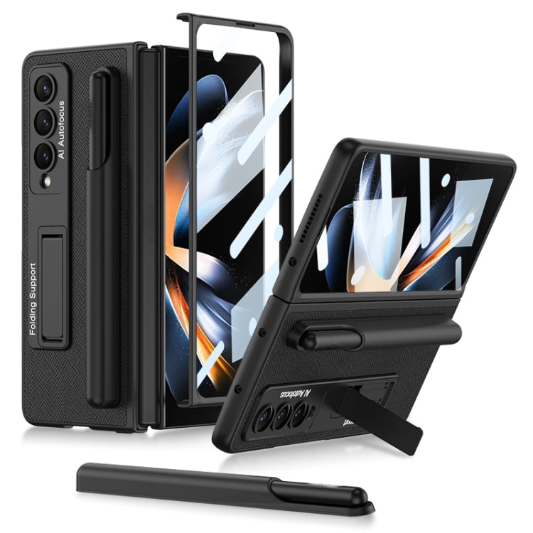 For Samsung Galaxy Z Fold4 GKK Ultra-thin Shockproof Leather Protective Case with Holder & Pen Slots(Carbon Fiber Texture) - free shipping - PMC TechLife - Order now!