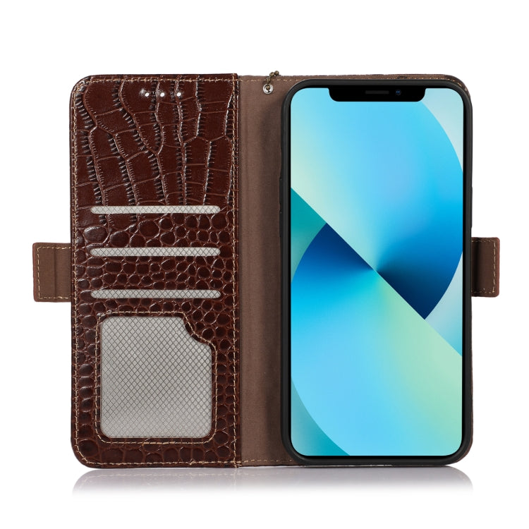 For Xiaomi Redmi A1+ Crocodile Top Layer Cowhide Leather Phone Case(Brown) - Xiaomi Cases by PMC TechLife | Online Shopping South Africa | PMC TechLife
