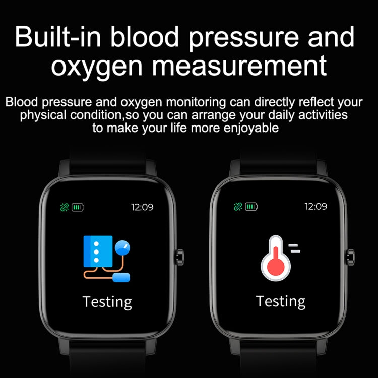 Ochstin 5H80 1.69 inch Square Screen Silicone Strap Heart Rate Blood Oxygen Monitoring Bluetooth Smart Watch(Black+Gold) - free shipping - PMC TechLife - Order now!