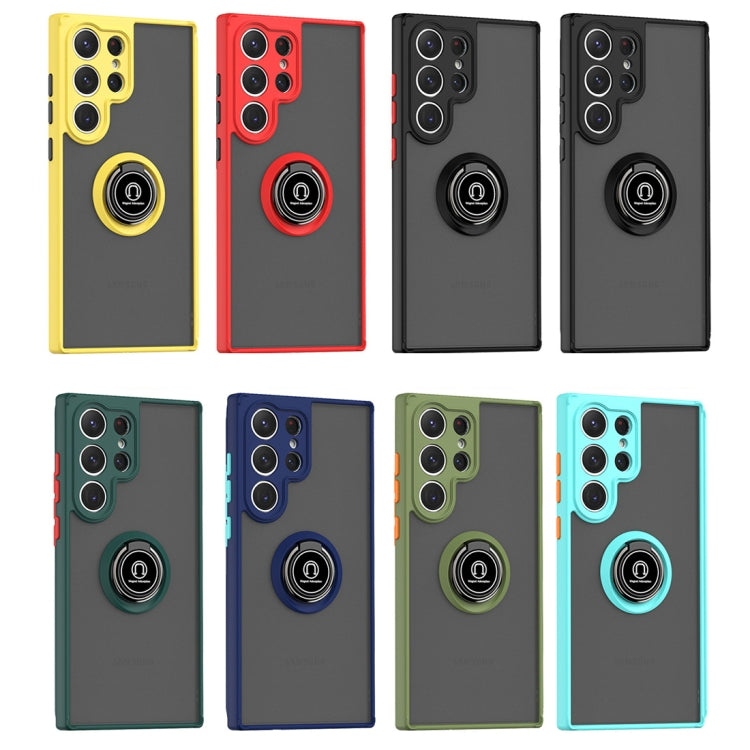 For Samsung Galaxy S23 Ultra 5G Q Shadow I Ring Holder PC and TPU Hybrid Phone Case(Yellow) - free shipping - PMC TechLife - Order now!