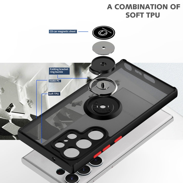 For Samsung Galaxy S23 Ultra 5G Q Shadow I Ring Holder PC and TPU Hybrid Phone Case(Yellow) - free shipping - PMC TechLife - Order now!