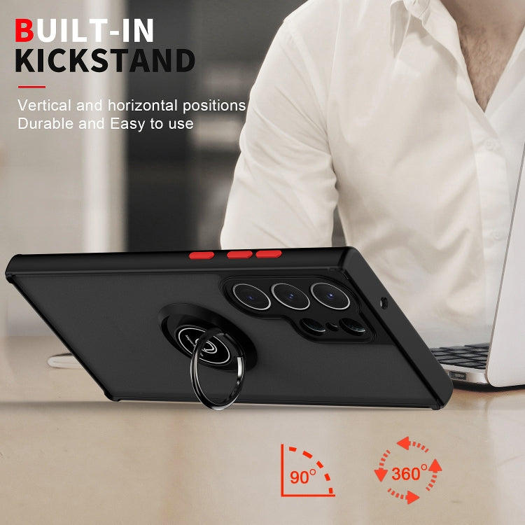 For Samsung Galaxy S23 Ultra 5G Q Shadow I Ring Holder PC and TPU Hybrid Phone Case(Yellow) - free shipping - PMC TechLife - Order now!