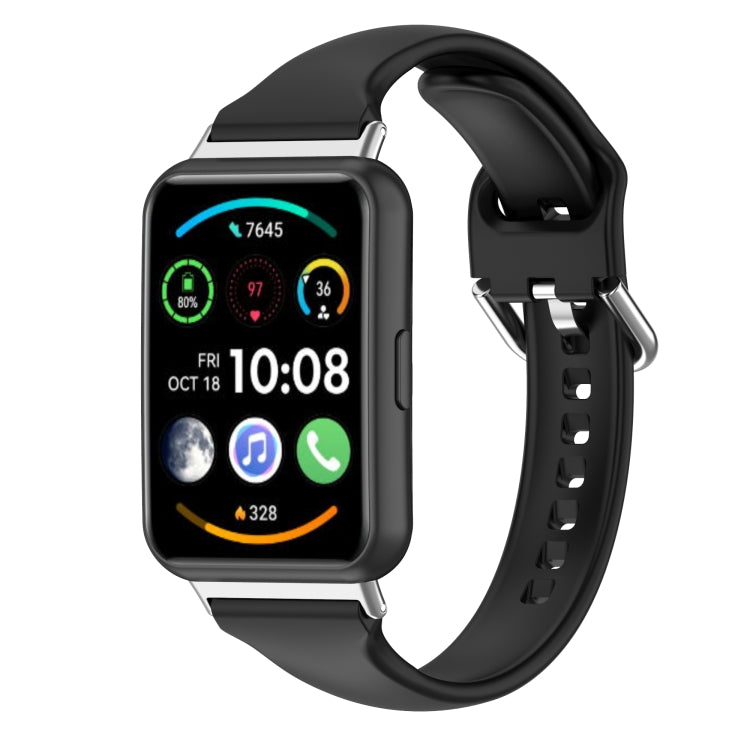 For Huawei Watch Fit 2 Small Waist Silicone Watch Band, Size:S(Black) - Watch Bands by PMC TechLife | Online Shopping South Africa | PMC TechLife | Buy Now Pay Later Mobicred