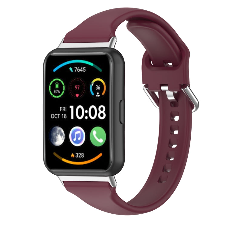 For Huawei Watch Fit 2 Small Waist Silicone Watch Band, Size:S(Wine Red) - Watch Bands by PMC TechLife | Online Shopping South Africa | PMC TechLife | Buy Now Pay Later Mobicred