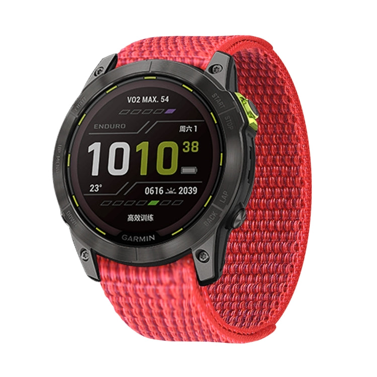 Compatible with Garmin Fenix 7X Hook And Loop Fastener Nylon Watch Band(Red) - Watch Bands by PMC TechLife | Online Shopping South Africa | PMC TechLife | Buy Now Pay Later Mobicred
