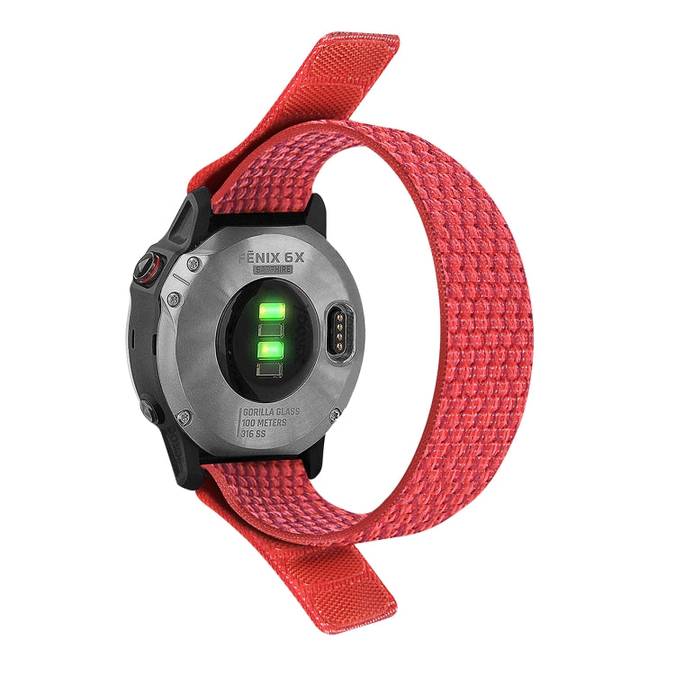 Compatible with Garmin Fenix 7X Hook And Loop Fastener Nylon Watch Band(Red) - Watch Bands by PMC TechLife | Online Shopping South Africa | PMC TechLife | Buy Now Pay Later Mobicred