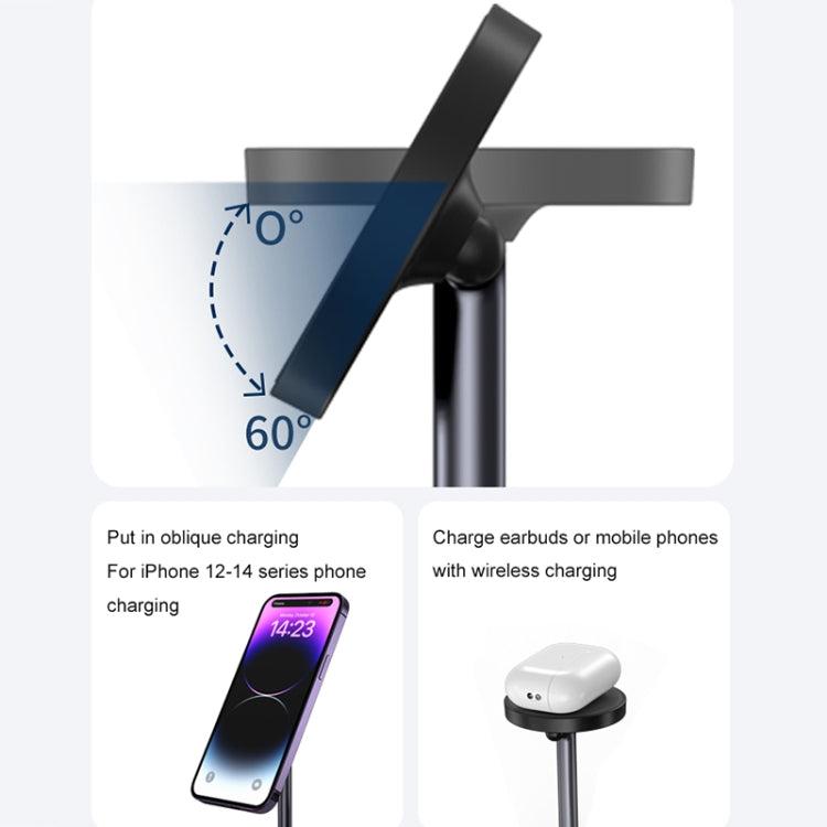 WA22 3 in 1 Magnetic Wireless Charger Phone Holder for iPhone 12 / 13 / 14 Series Phones & AirPods(Black) - Wireless Charger by PMC TechLife | Online Shopping South Africa | PMC TechLife