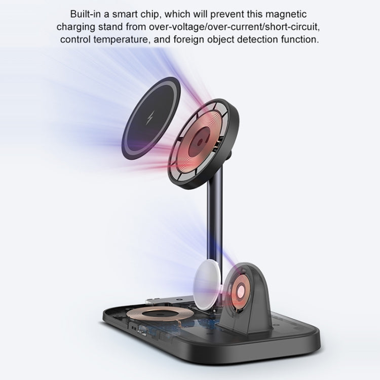WA22 3 in 1 Magnetic Wireless Charger Phone Holder for iPhone 12 / 13 / 14 Series Phones & AirPods(Black) - Wireless Charger by PMC TechLife | Online Shopping South Africa | PMC TechLife