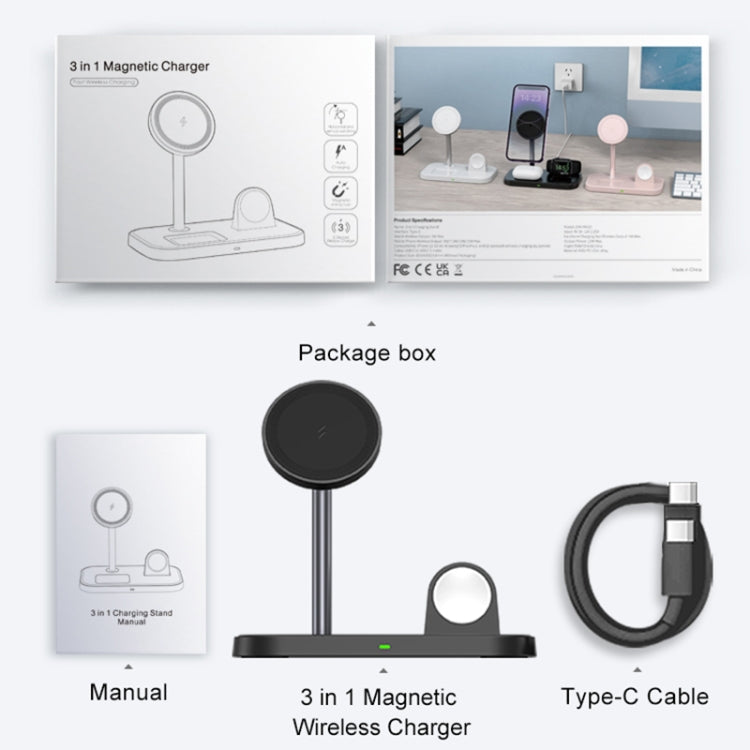 WA22 3 in 1 Magnetic Wireless Charger Phone Holder for iPhone 12 / 13 / 14 Series Phones & AirPods(White) - Wireless Charger by PMC TechLife | Online Shopping South Africa | PMC TechLife