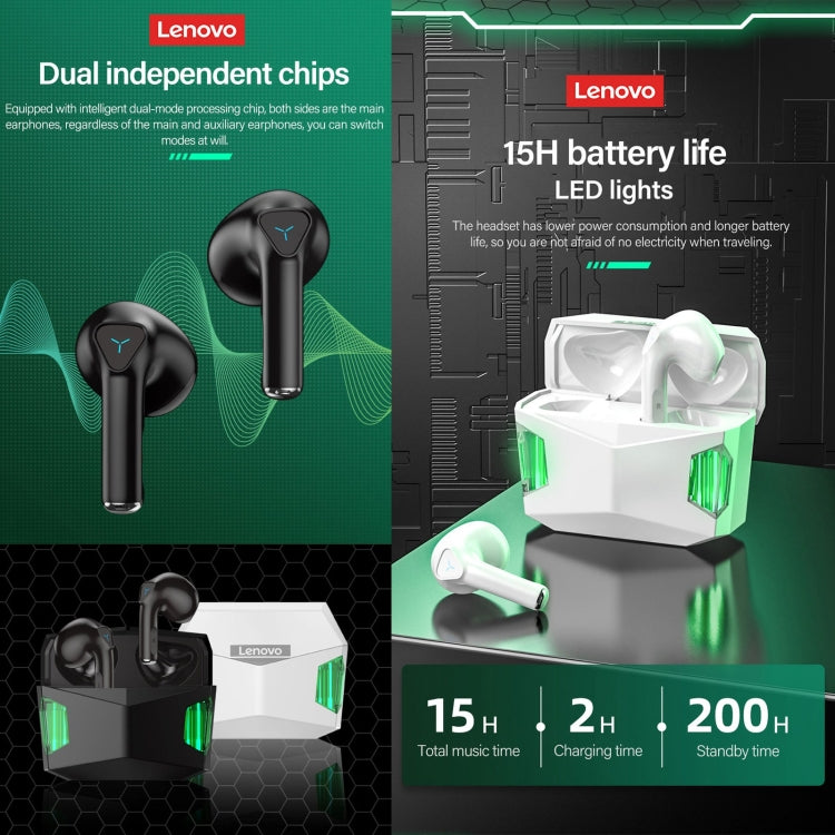 Lenovo GM5 TWS Bluetooth Wireless Sports Waterproof Noise Reduction Gaming Earphone with Mic(White) - TWS Earphone by Lenovo | Online Shopping South Africa | PMC TechLife | Buy Now Pay Later Mobicred