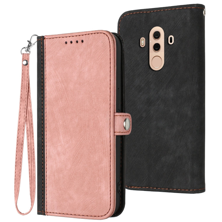 For Huawei Mate 10 Pro Side Buckle Double Fold Hand Strap Leather Phone Case(Pink) - free shipping - PMC TechLife - Order now!
