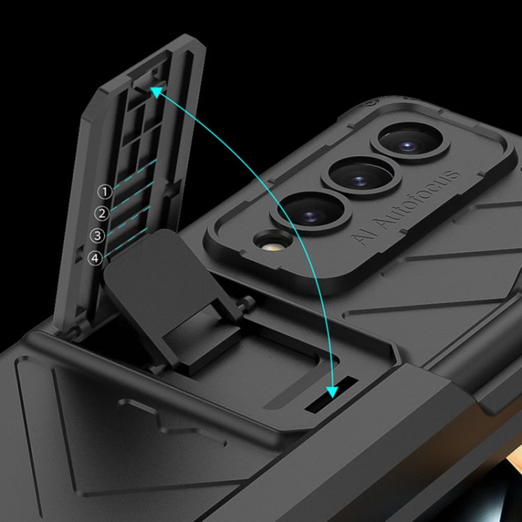 For Samsung Galaxy Z Fold4 GKK Integrated Magnetic Folding Armor Shell with Push Pen Case(Wine Red) - Galaxy Z Fold4 5G Cases by GKK | Online Shopping South Africa | PMC TechLife