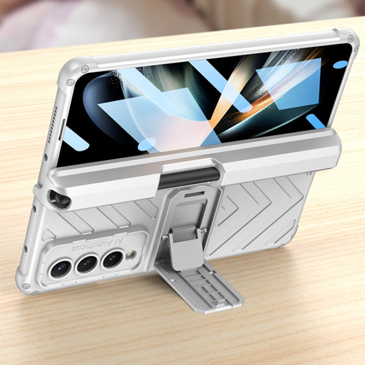 For Samsung Galaxy Z Fold4 GKK Integrated Magnetic Folding Armor Shell with Push Pen Case(Silver) - Galaxy Z Fold4 5G Cases by GKK | Online Shopping South Africa | PMC TechLife | Buy Now Pay Later Mobicred