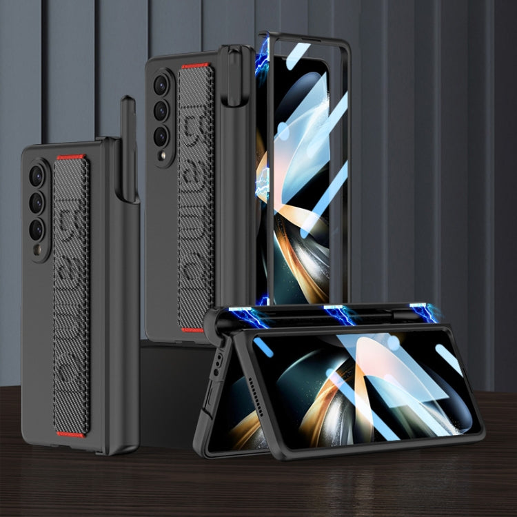 For Samsung Galaxy Z Fold4 GKK Integrated Magnetic Folding Hinge Phone Case with Wrist Strap & Pen Holder(Carbon Fiber) - free shipping - PMC TechLife - Order now!
