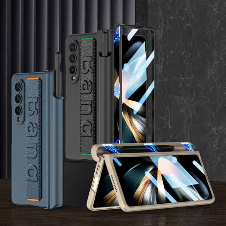 For Samsung Galaxy Z Fold4 GKK Integrated Magnetic Folding Hinge Phone Case with Wrist Strap & Pen Holder(Green) - free shipping - PMC TechLife - Order now!