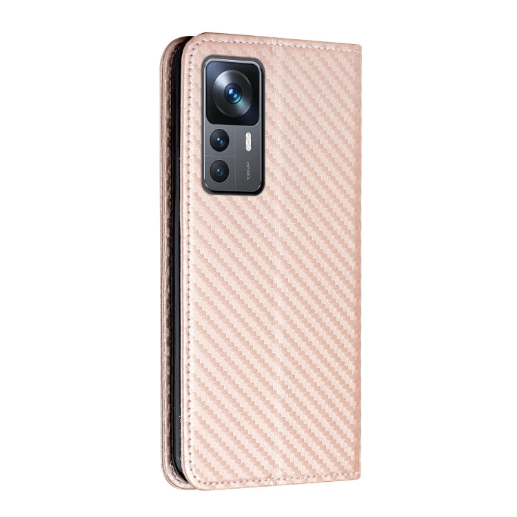 For Xiaomi 12T / 12T Pro / Redmi K50 Ultra Carbon Fiber Texture Magnetic Flip Leather Phone Case(Rose Gold) - free shipping - PMC TechLife - Order now!