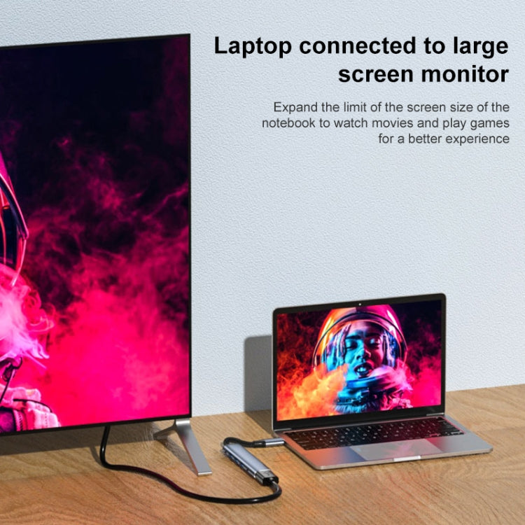 Y002 6 in 1 Type-C to VGA+HDMI+Dual USB+Dual USB-C/Type-C Interface Multifunctional Adapter - USB HUB by PMC TechLife | Online Shopping South Africa | PMC TechLife | Buy Now Pay Later Mobicred